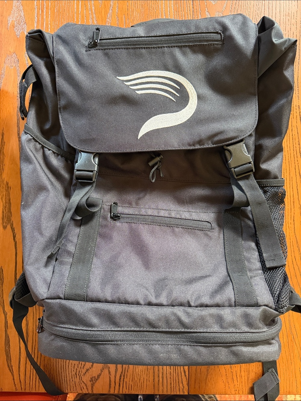 Black Men's Backpack with White Accent - Durable Everyday Bag
